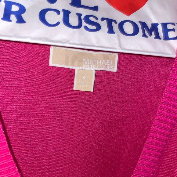 Hot pink Michael Kors off cold shoulder top short cuffed sleeves small - Picture 3 of 9